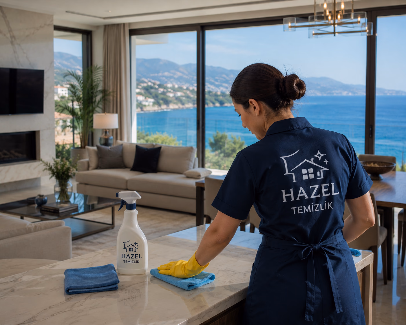 Hazel Temizlik ekibi Kuşadası villa temizliği – deniz manzarası
